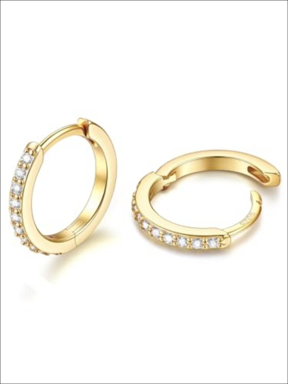 14K Gold Plated Hoop Earrings Mini Cubic Zirconia Tiny Huggie Cartilage